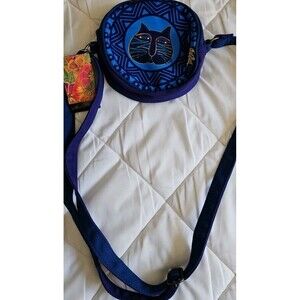 NWT LAUREL BURCH Round Crossbody Bag NAVY BLUE CAT KITTEN Shoulder Purse